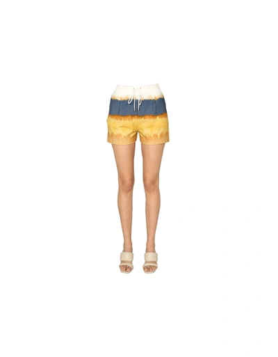 Alberta Ferretti Tri-coloured Cotton Shorts In Yellow