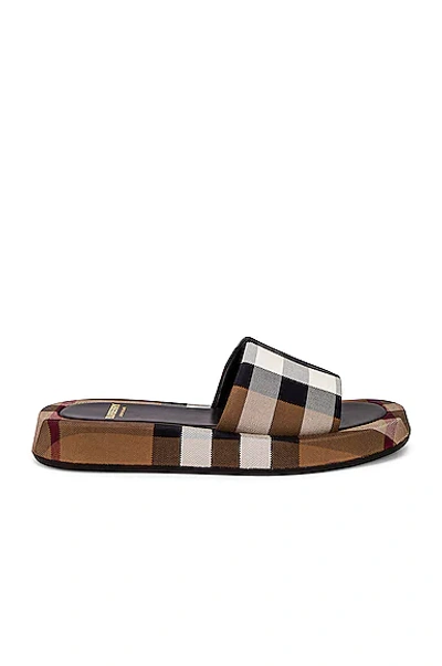 Burberry Buckingham Slides In Birch Brown Ip Check