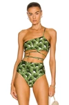 Agua By Agua Bendita Azucena One-shoulder Printed Recycled Bikini Top In Palma Mangle Dia