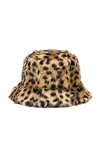 Stand Studio Brown Wera Faux Fur Leopard Bucket Hat In Leo
