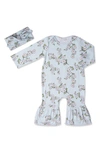 BABY GREY BY EVERLY GREY BABY GREY BY EVERLY GREY RUFFLE ROMPER & HEAD WRAP SET