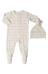 BABY GREY BY EVERLY GREY SEAHORSE PRINT FOOTIE & HAT SET