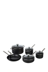 Le Creuset 10-piece Toughened Nonstick Pro Cookware Set In Black