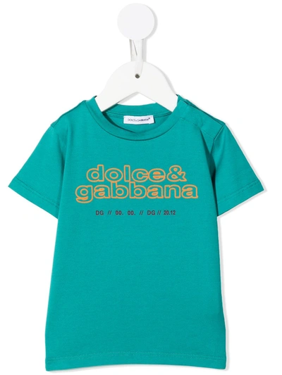 Dolce & Gabbana Babies' Logo Crew-neck T-shirt In Green