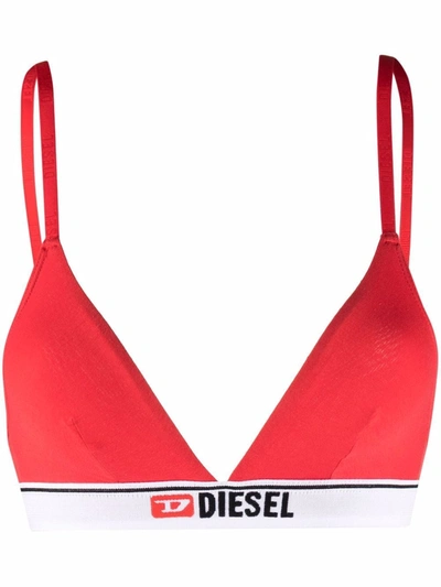 Diesel Logo Triangle Bra In Red