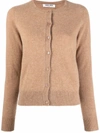 Max & Moi Crew-neck Cashmere Cardigan In Brown