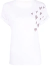 Zadig & Voltaire Anya Beaded Hearts Linen Blend T-shirt In White