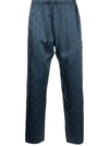 Fleur Du Mal Jacquard Silk Pyjama Bottoms In Blue