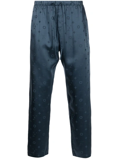 Fleur Du Mal Jacquard Silk Pyjama Bottoms In Blue