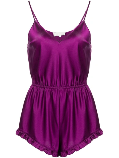 Fleur Du Mal Ruffled Silk Charmeuse Playsuit In Purple