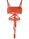 Alanui Palm Springs Crocheted Cotton Bralette In Orange