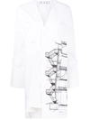 Off-white Graphic-print Tied-sleeves Mini Dress In White