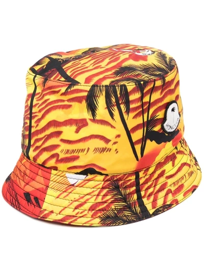 Palm Angels X Moncler Tropical-print Bucket Hat In Yellow