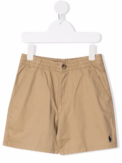 Ralph Lauren Kids' Elasticated Cargo Shorts In Beige/khaki