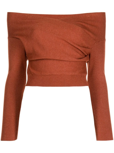 Michelle Mason Off-shoulder Wrap Top In Orange