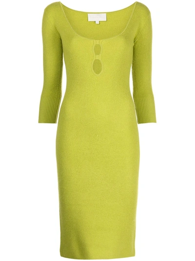 Michelle Mason Knitted Scoop Neckline Dress In Green