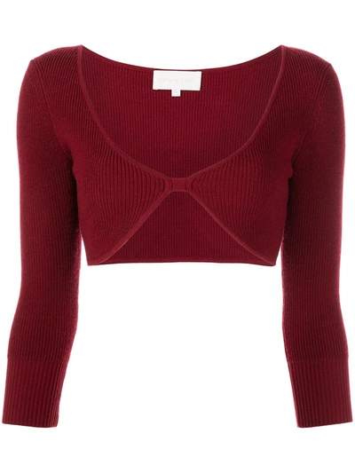 Michelle Mason Bralette Knit Top In Red
