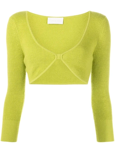 Michelle Mason Bralette Knit Top In Green