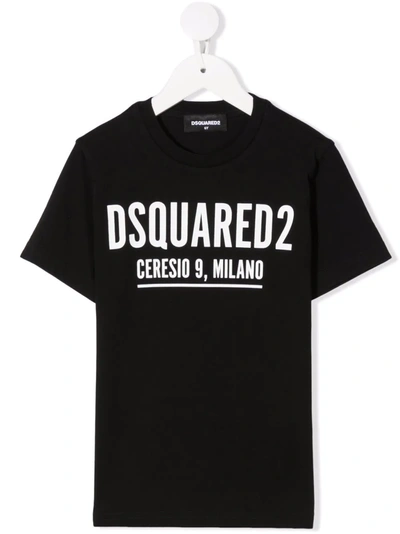 Dsquared2 Kids' Logo-print Crewneck T-shirt In Black