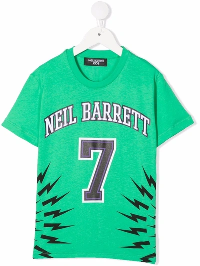 Neil Barrett Kids' Lightning Bolt Graphic T-shirt In Green