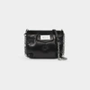 Maison Margiela Puffy Jet-black Leather Bag With Logo Patch And Silver Hardware In Black