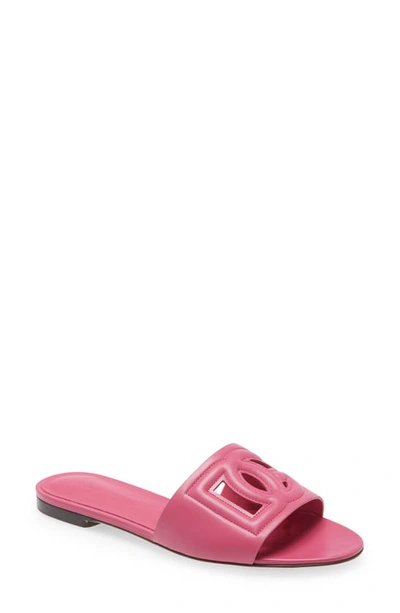 Dolce & Gabbana Dg Millennials Slides Sandals With Logo In Pink & Purple