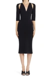 Dolce & Gabbana Jersey Calf-length Dress With Cut-outs In N0000 Nero