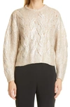 STELLA MCCARTNEY FOILED CABLE COTTON BLEND CROP SWEATER
