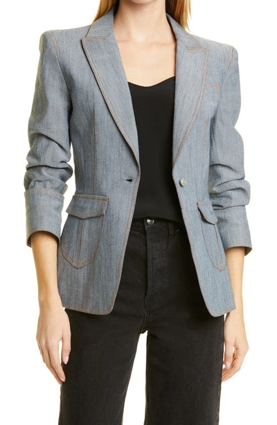 Cinq À Sept Louisa Gathered Sleeve Jacket In Indigo