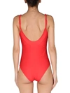 Ganni Red One-piece Swimsuit With Smile Print In Red