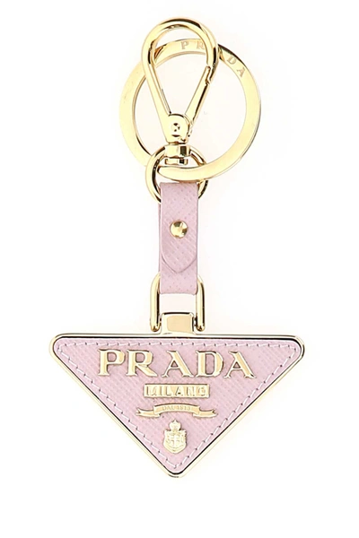Prada Triangle Logo Keyring In Pink