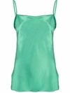 Nanushka Neza Glossy Satin Camisole In Green