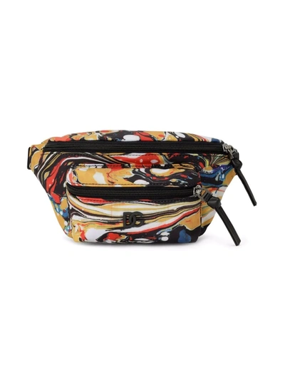 Dolce & Gabbana Kids' Marble-pattern Belt Bag In Orange