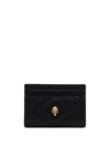 Alexander Mcqueen Classic Skull Leather Card Holder In Black