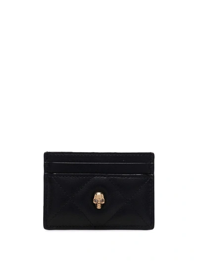 Alexander Mcqueen Classic Skull Leather Card Holder In Black
