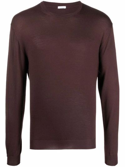 Malo Crew-neck Wool Jumper In Brown