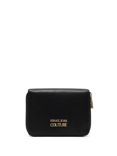 Versace Jeans Couture Logo-plaque Leather Wallet In Black
