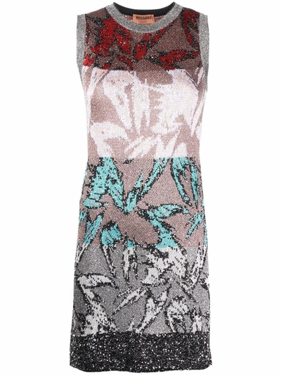 Missoni Knitted Sleeveless Floral Dress In Multicolor