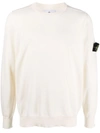 Stone Island Compass Motif White Crewneck Jumper In White