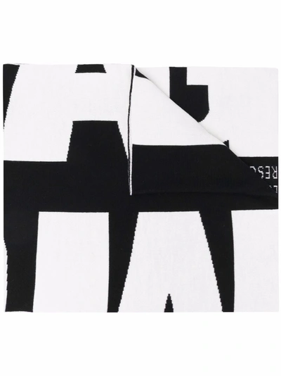 Helmut Lang Logo-print Wool Scarf In Black