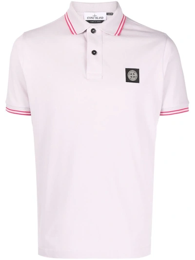 Stone Island 标贴短袖polo衫 In Pink