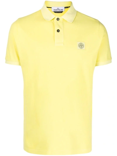 Stone Island Logo-patch Short-sleeved Polo Shirt In Yellow