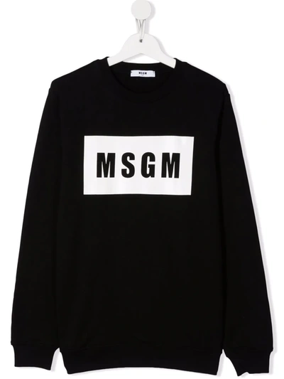 Msgm Teen Block Logo-print Sweatshirt In Black