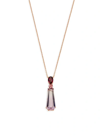Effy Women's 14k Rose Gold, Pink Amethyst, Rhodolite & Pink Topaz Necklace