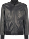 DOLCE & GABBANA LOGO-PLAQUE LEATHER BOMBER JACKET