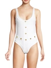 Caroline Constas Women's One-piece Sailor Swimsuit In White