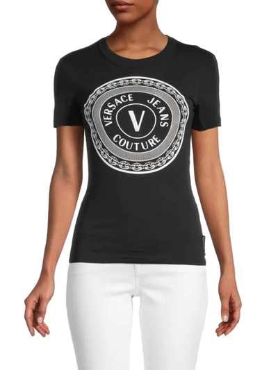Versace Women's Logo Tee In Black