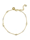 CZ BY KENNETH JAY LANE WOMEN'S LOOK OF REAL 14K GOLDPLATED BRASS, CUBIC ZIRCONIA & 3MM PEARL STATION ANKLET