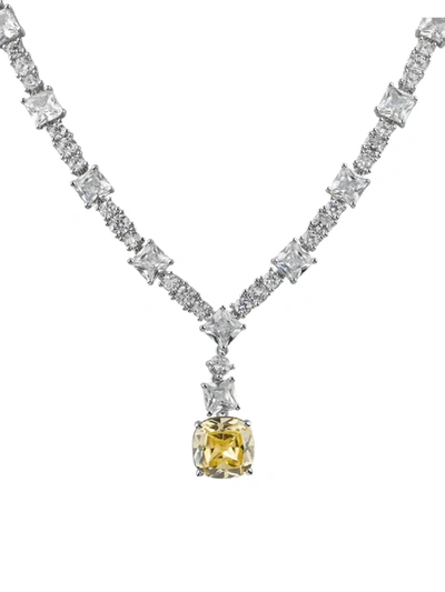 Cz By Kenneth Jay Lane Women's Look Of Real Brass & Cubic Zirconia Drop Necklace