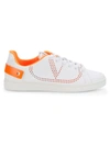 Valentino Backnet Perforated Leather Sneakers In Bianco Orange